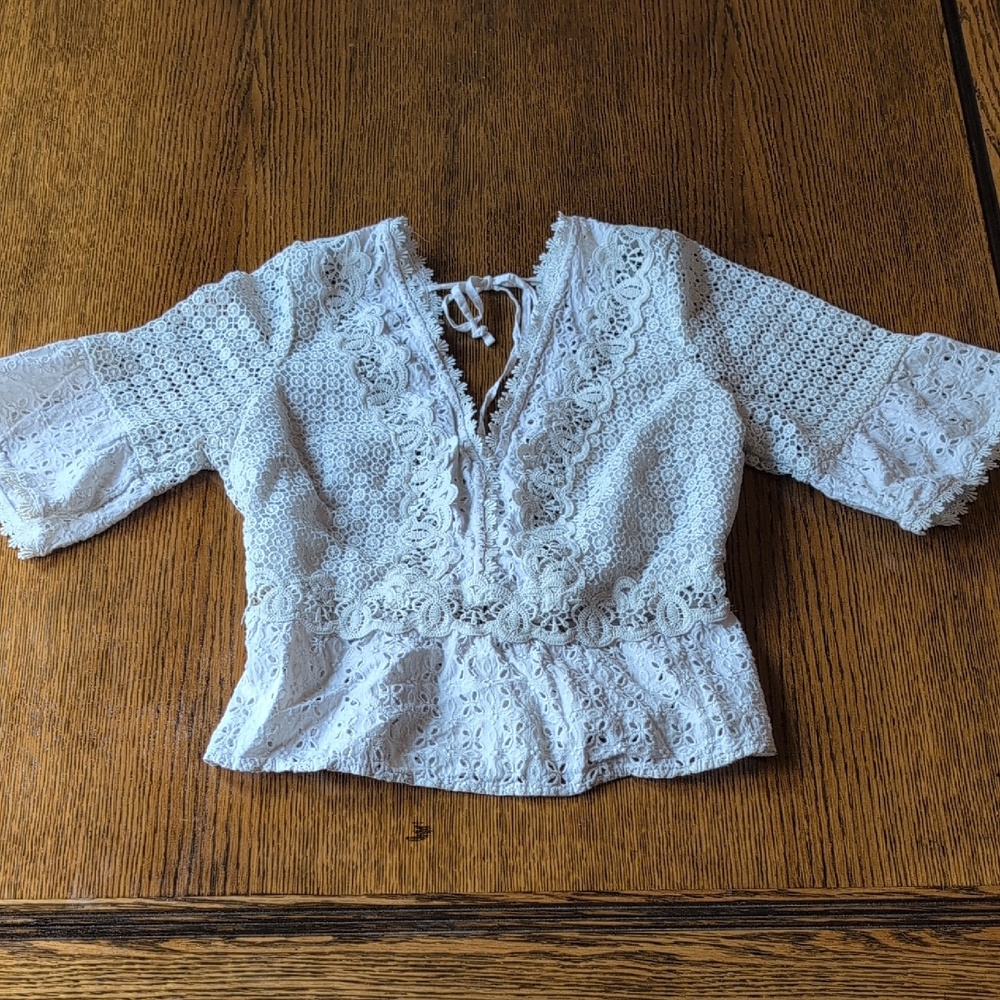 Abercrombie & Fitch Ivory Crochet Lace Top